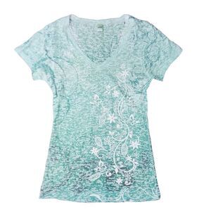 Y2K Fairycore Bratz Butterfly Green Heathered V-neck Stretchy T-shirt